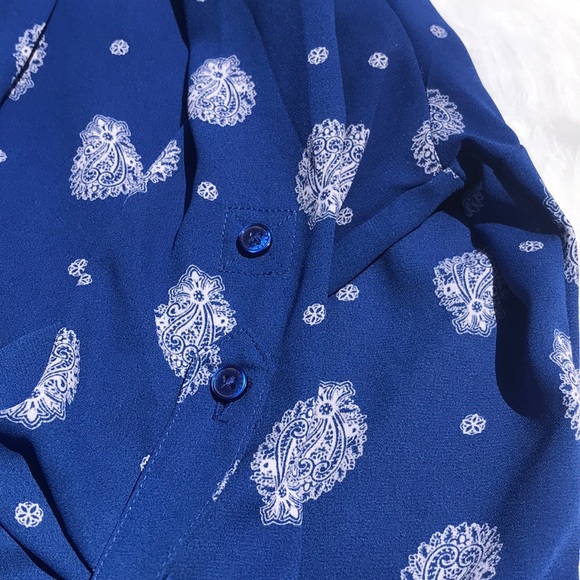 EXPRESS | Paisley roll sleeve Portofino Shirt - Picture 8 of 8